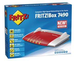 (USATO) Avm Fritz Box 7490 International Modem Router Wireless Ac 1750, Adsl2+, Fibra (Vdsl), 4 Lan Gigabit, 2 USB 3.0,