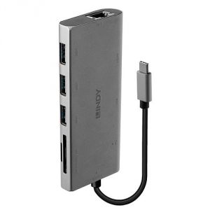 DOCKING STATION MINI LINDY PER LAPTOP USB 3.1 TIPO C - HDMI, VGA, PD 3.0 100W, USB 3.1, GIGABIT, SD, MICRO SD, AUDIO